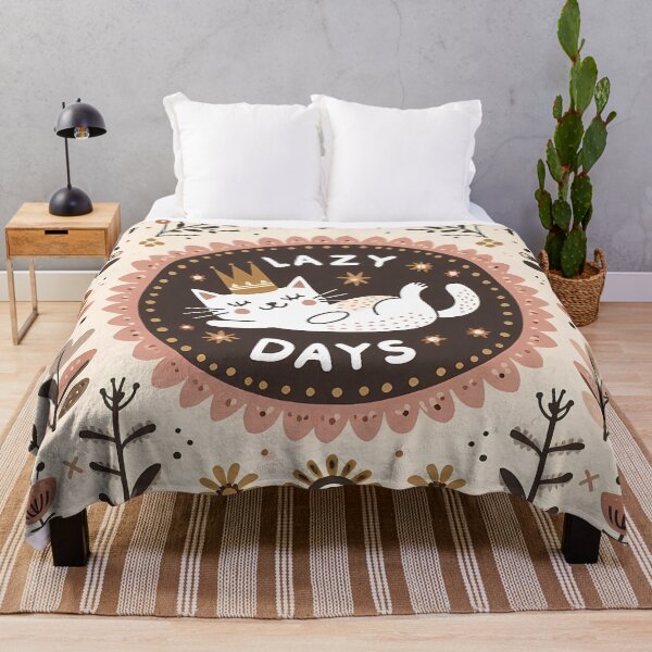 Item preview, Lazy Days Cat Daydream - Cozy Scandinavian Folk Art by heidiannemorris © designed and sold by FOLK ART FUSION.