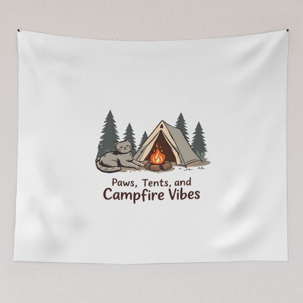 Item preview, Paws Tents and Campfire Vibes Cat Camping designed and sold by Be-Adventurous.