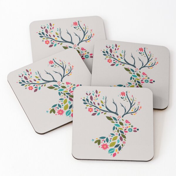 Item preview, Floral Stag Silhouette - Elegant Scandinavian Folk Art by heidiannemorris © designed and sold by FOLK ART FUSION by heidiannemorris.