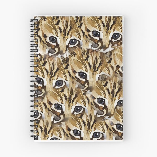 Item preview, many cute cats faces in white brown and black abstract art work  designed and sold by wallartofmio.