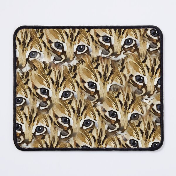 Item preview, many cute cats faces in white brown and black abstract art work designed and sold by wallartofmio.