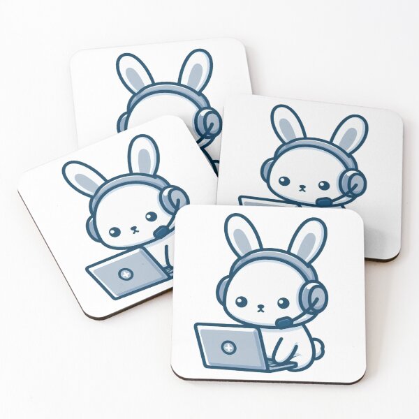 Item preview, Bunny Gamer Cartoon - Focused Laptop Player designed and sold by Confuzz1ed.