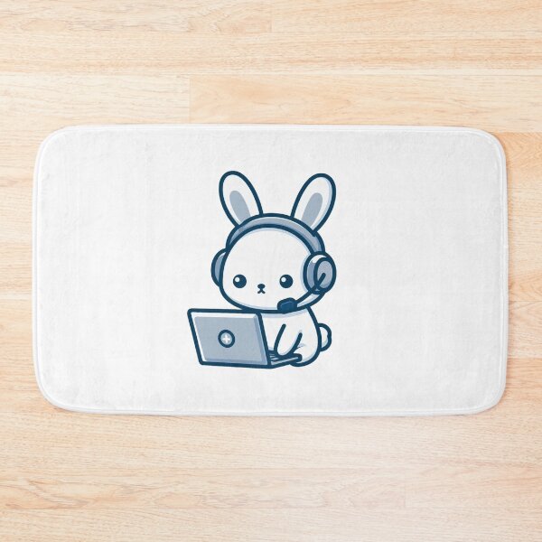 Item preview, Bunny Gamer Cartoon - Focused Laptop Player designed and sold by Confuzz1ed.