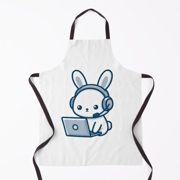 Item preview, Bunny Gamer Cartoon - Focused Laptop Player designed and sold by Confuzz1ed.