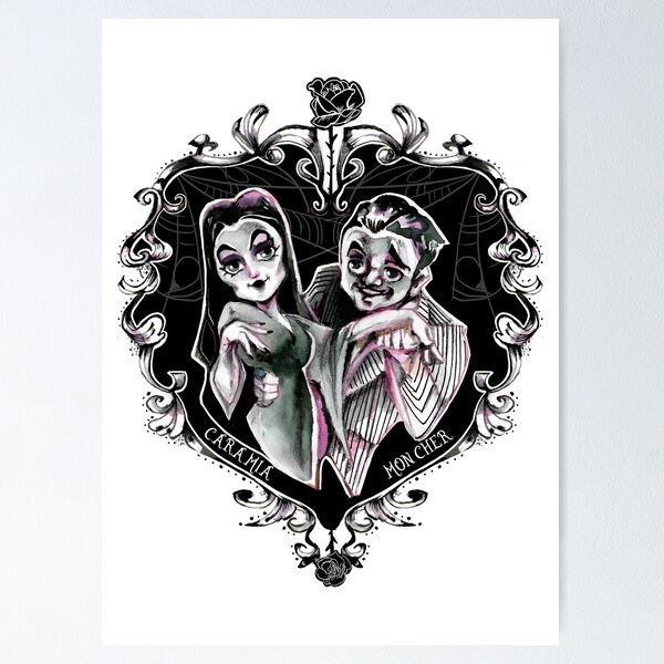 Aperçu de l'œuvre Cara Mia Mon Cher - Les Addams Morticia et Gomez créée et vendue par michieolive.