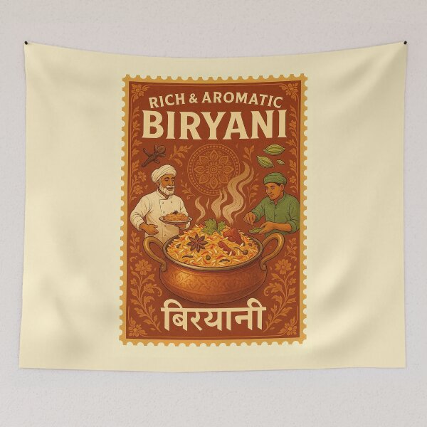Item preview, Traditional Indian Biryani Print – Retro Kitchen Wall Decor designed and sold by The Uphaar Store.