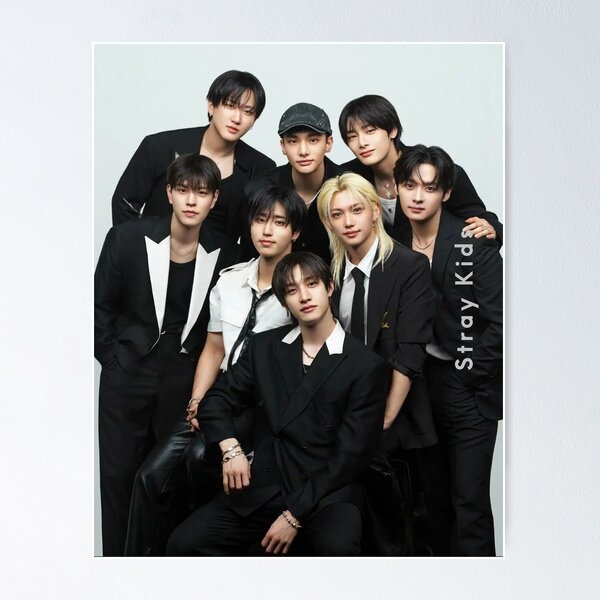 Item preview, Stray Kids DominATE suits black and white tour signatures autographs comeback poster kpop boy group bang chan lee know changbin hyunjin han felix seungmin jeongin designed and sold by Kpop-Noona.