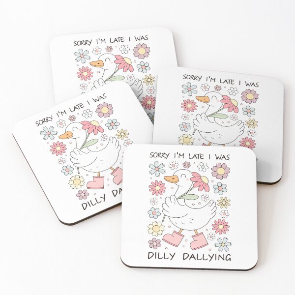 Item preview, Floral Silly Goose - Sorry I'm Late I Was Dilly Dallying designed and sold by Julza Art.