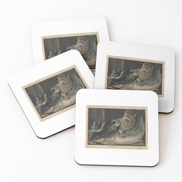 Item preview, Lobster Sauce Litography by Nathaniel Currier Cat and Lobster Funny Vintage designed and sold by marie-inks.