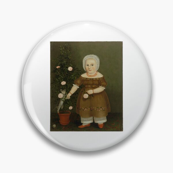 Item preview, Emma Homan – Quirky Folk Art Portrait by John Bradley (ca. 1844) - Perfect for cat lovers designed and sold by marie-inks.