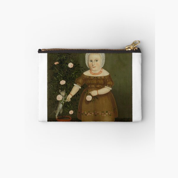 Item preview, Emma Homan – Quirky Folk Art Portrait by John Bradley (ca. 1844) - Perfect for cat lovers designed and sold by marie-inks.