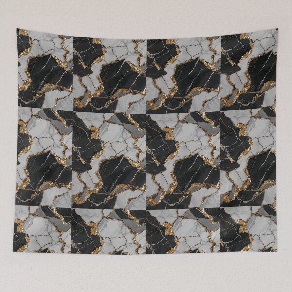 Item preview, Luxurious black and white marble texture with elegant gold design designed and sold by AKANKEDESIGN.