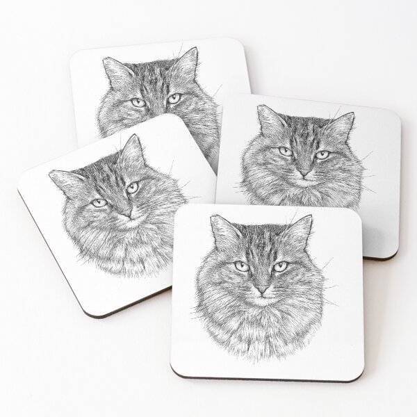 Item preview, Majestic Long-Haired Cat – Ink Sketch Style designed and sold by Pacika.
