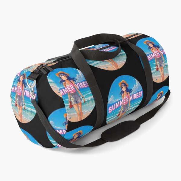 Item preview, Motivational Anime girl walk on a beach with big phrase "SUMMER VIBES!" in the center inside a circle. designed and sold by Giulivo Store Graphic.