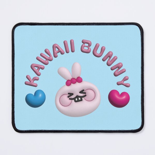 Item preview, Nikko the Kawaii Bunny – 3D Pink Rabbit with Playful Hearts & Typography designed and sold by hyehye33.
