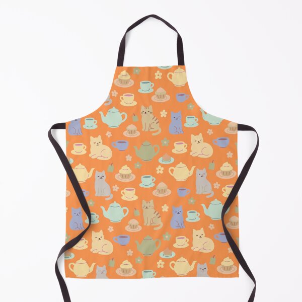 Item preview, Cats breakfast tea party orange designed and sold by Alessandro Remo Mazzoni Remotextiles.