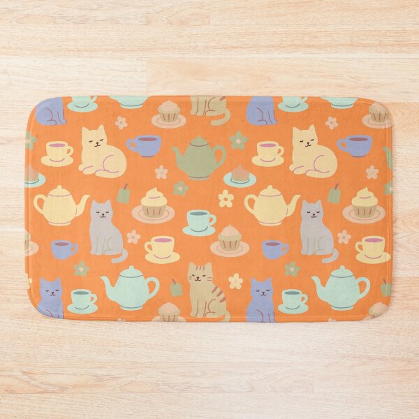 Item preview,  Cats breakfast tea party orange designed and sold by Alessandro Remo Mazzoni Remotextiles.