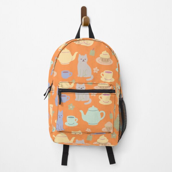 Item preview, Cats breakfast tea party orange designed and sold by Alessandro Remo Mazzoni Remotextiles.