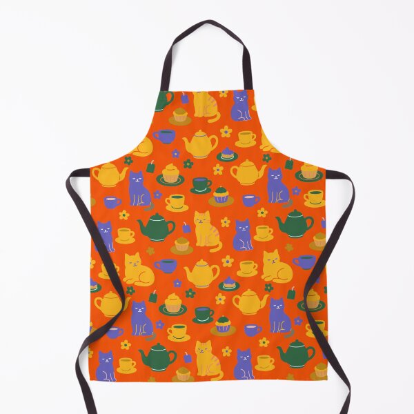Item preview, Cats breakfast tea party orange designed and sold by Alessandro Remo Mazzoni Remotextiles.