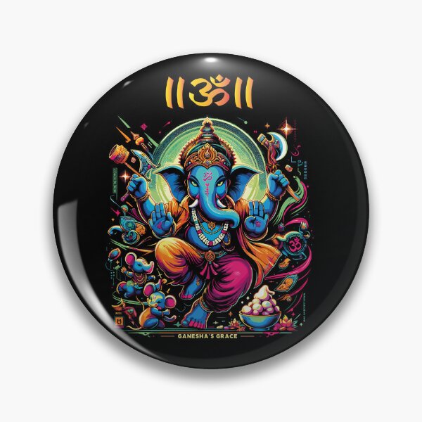 Item preview, Mandala  Yoga Ganesha version 6 ,  florescent Hindu elephant god ganesha or Ganpati, happy diwali  rangoli design 10a designed and sold by mndesignworx.