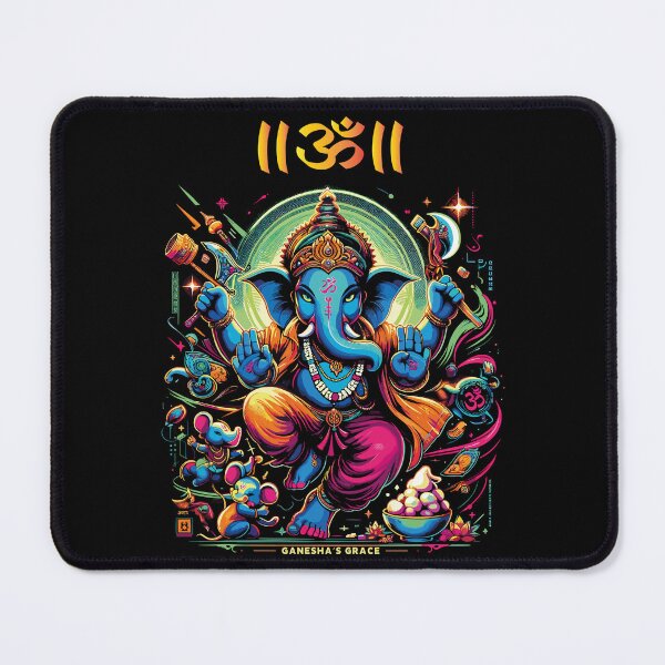 Item preview, Mandala  Yoga Ganesha version 6 ,  florescent Hindu elephant god ganesha or Ganpati, happy diwali  rangoli design 10a designed and sold by mndesignworx.