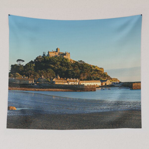 Item preview, Golden Light on St Michael’s Mount – Cornwall Coastal Landscape designed and sold by Rowena Ko.
