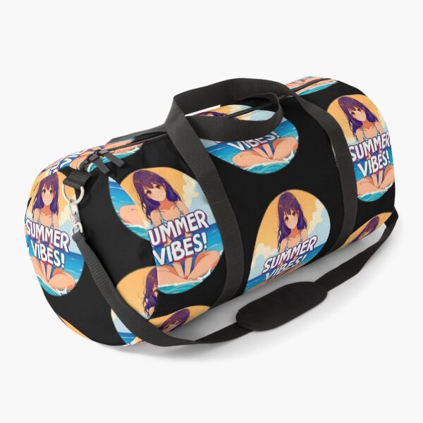 Item preview, Motivational Anime girl sit on a beach with big phrase "SUMMER VIBES!" in the center inside a circle. designed and sold by Giulivo Store Graphic.