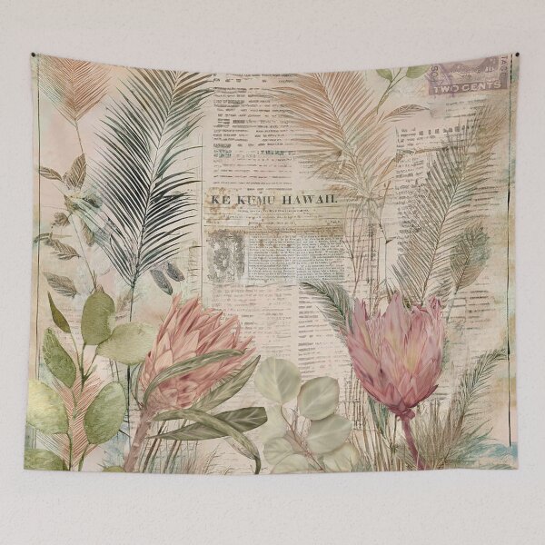 Item preview, Vintage Tropical Leaves and Protea designed and sold by J Marielle Designs.