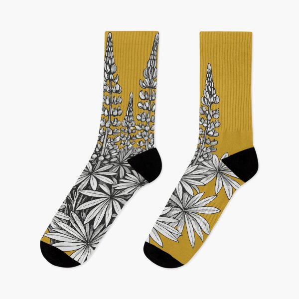 Item preview, Lupine Cluster on Mustard Yellow – Bold Botanical Design designed and sold by EsvitaDesign.