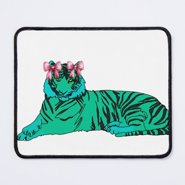 Item preview, Maple the Tiger the Bold Teal Drawing with mini pink Bows – animalzinhats designed and sold by Ashley’sAnimalz.