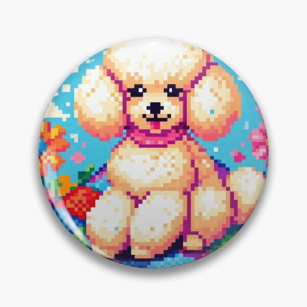Item preview, Lindo caniche en pixel art con mariposas y flores designed and sold by Nicola369.