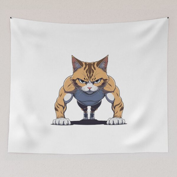 Item preview, Workout Cat Doing Push-Ups – Funny Fitness Cat with Serious Face designed and sold by ColorSplash123.