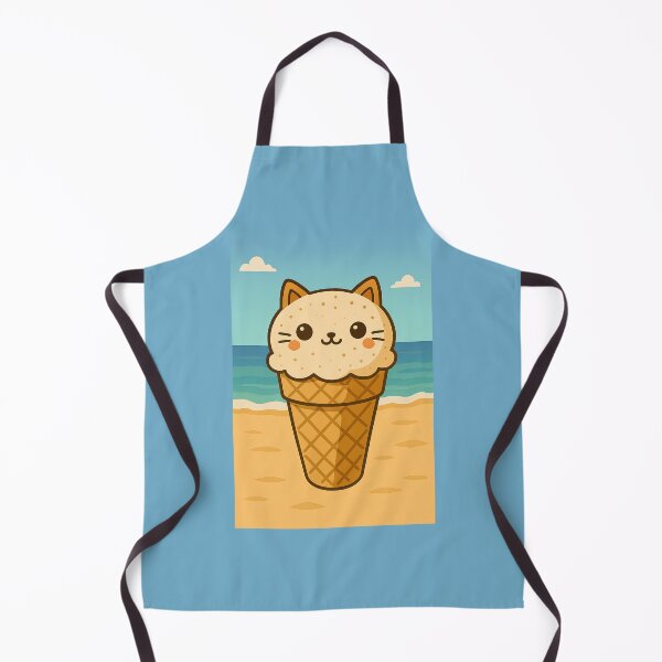Item preview, Cat ice cream on a summer beach for mugs, notebooks, and phone cases designed and sold by Mycozydesign.