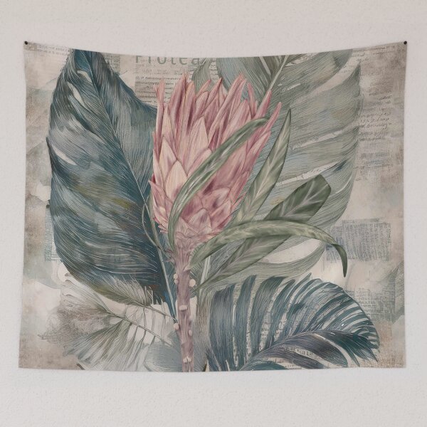 Item preview, Vintage Tropical Leaves with Protea designed and sold by J Marielle Designs.