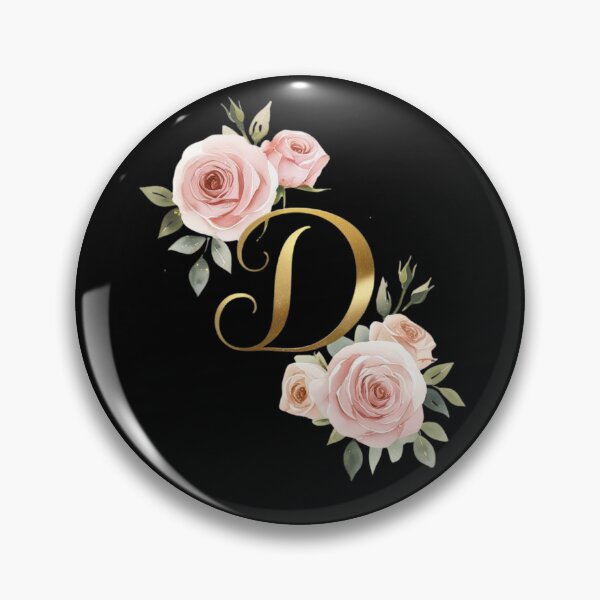 Aperçu de l'œuvre Lettre D florale – Monogramme doré élégant avec roses rose poudré | Cadeau personnalisé créée et vendue par Shir.Design.
