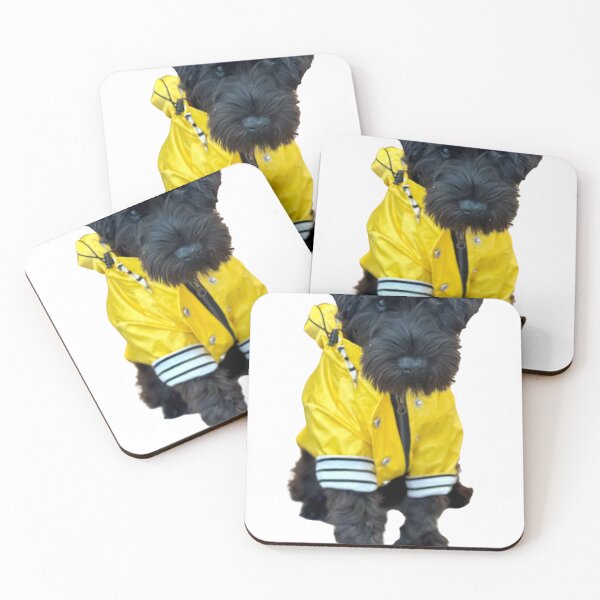 Item preview, Black Miniature Schnauzer in a Yellow Raincoat  designed and sold by ThanhMai8.