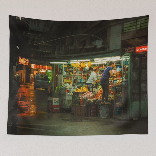 Item preview, Glow of the Night – Macao Corner Shop in the Rain designed and sold by Rowena Ko.