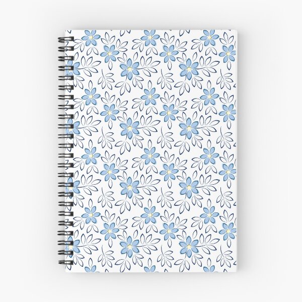 Aperçu de l'œuvre Délicates fleurs bleues dispersées sur fond blanc créée et vendue par ImpalaMoon.