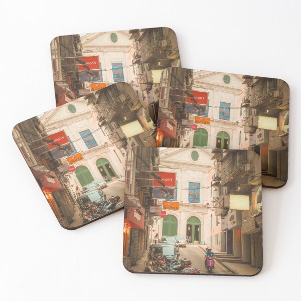 Item preview, Alley of Temples – Macao Street with Scooters and Shrine designed and sold by Rowena Ko.