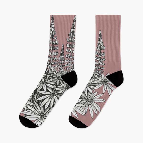 Item preview, Lupine Cluster on Dusty Rose – Soft Botanical Vintage Style designed and sold by EsvitaDesign.