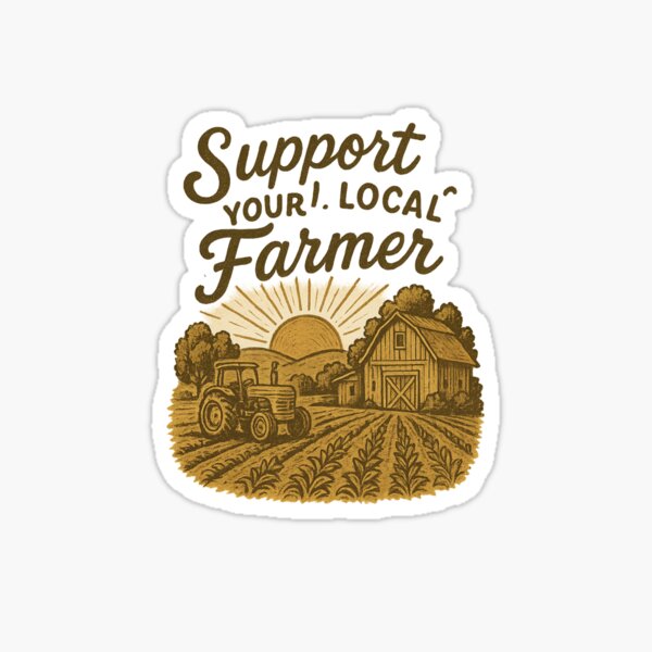 Item preview, Support Your Local Farmer – Vintage Farm Illustration designed and sold by SkyyWorks.