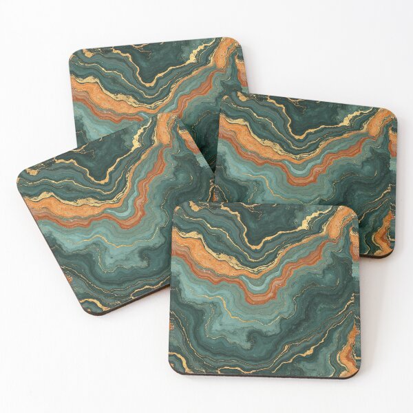Item preview,  Green Orange Marble Texture – Natural Stone Layers with Gold Veins designed and sold by Wordsmith-Wear.