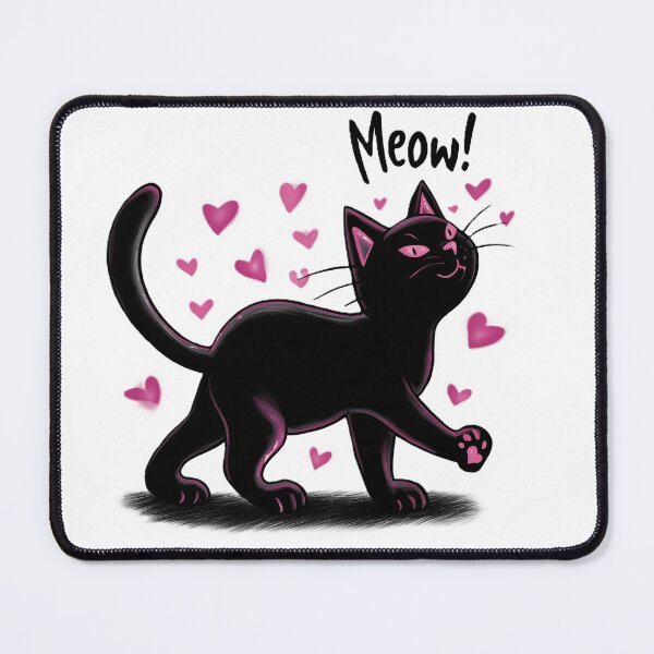 Item preview, Meow! Black cat with hearts designed and sold by ARTelierDigital.