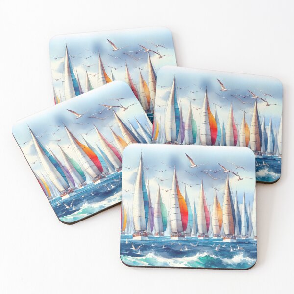 Item preview, Seagulls In Flight During a Sailboat Regatta designed and sold by Maria Dryfhout.