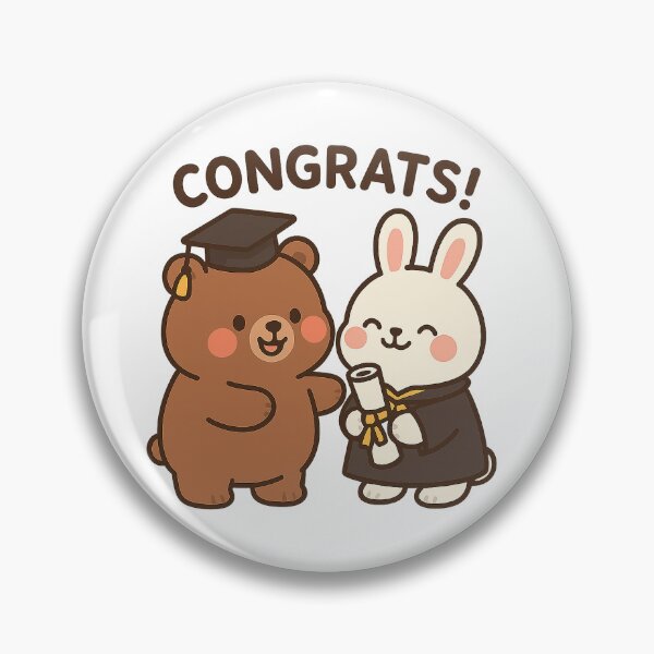 Item preview, Cute Brown Bear Congratulating Cute White Bunny on Graduation designed and sold by YnMstudio25.