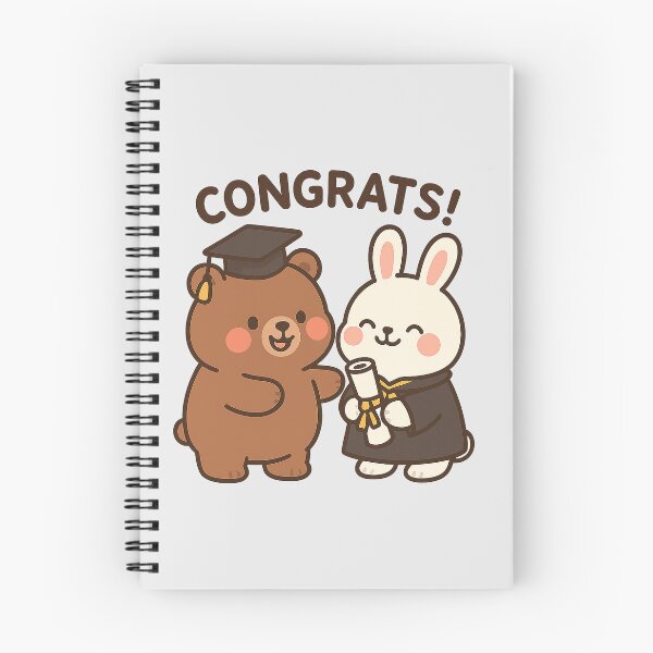 Item preview, Cute Brown Bear Congratulating Cute White Bunny on Graduation designed and sold by YnMstudio25.