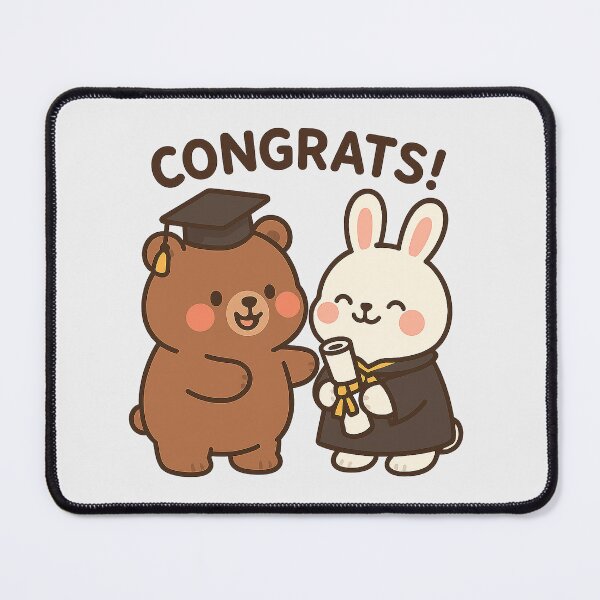 Item preview, Cute Brown Bear Congratulating Cute White Bunny on Graduation designed and sold by YnMstudio25.