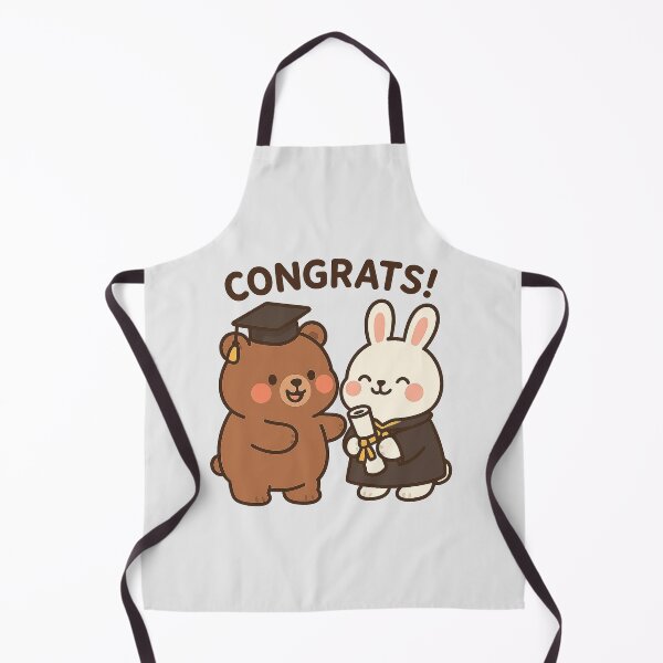 Item preview, Cute Brown Bear Congratulating Cute White Bunny on Graduation designed and sold by YnMstudio25.