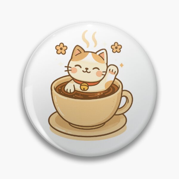 Item preview, Lucky Cat in a Cup of Coffee designed and sold by TheBabeScientist.