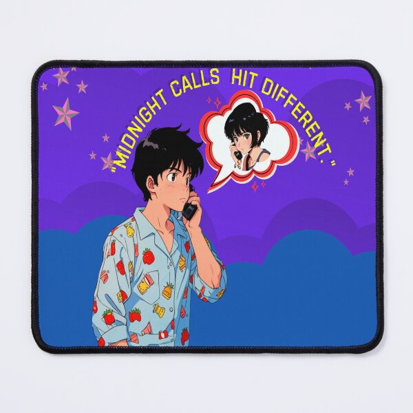 Item preview, “Midnight Calls Hit Different” – Retro Anime Pajama Boy Aesthetic designed and sold by KomoFrames.